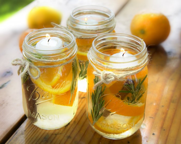 floating candle in jar